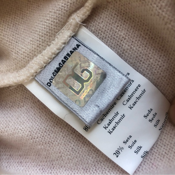 💯NWOT D&G Junior for girls cashmere and silk sweater cardigan in cream color - Picture 5 of 8